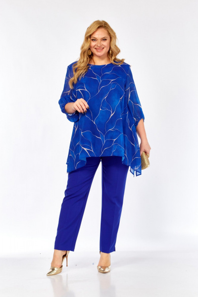 Блуза, брюки Элль-стиль 2263/15 василек - фото 10