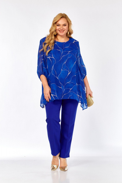 Блуза, брюки Элль-стиль 2263/15 василек - фото 8