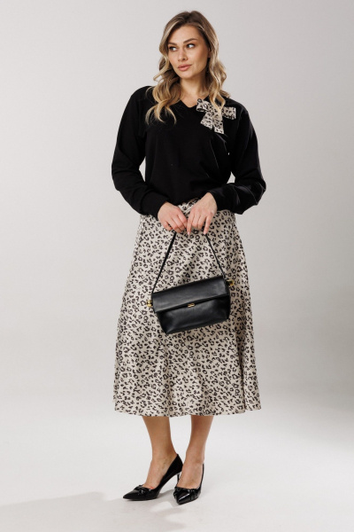 Блуза, юбка Ларс Стиль 1206 черно-жемчужный - фото 4