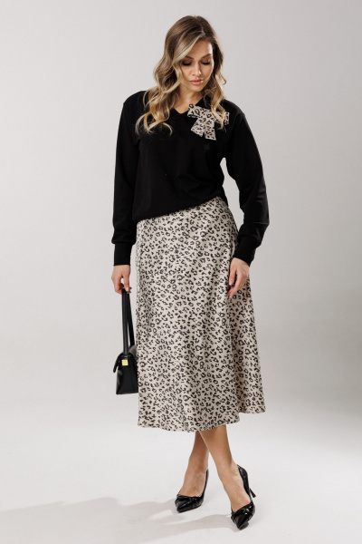 Блуза, юбка Ларс Стиль 1206 черно-жемчужный - фото 1