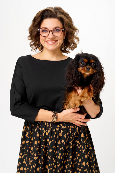 Платье Anastasia 1309.1 черный+принт - фото 4