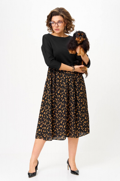 Платье Anastasia 1309.1 черный+принт - фото 2