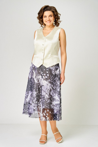 Жилет, юбка ANASTASIA MAK 1251-С молочный+мультиколор - фото 4