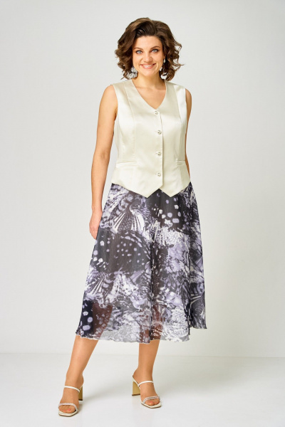 Жилет, юбка ANASTASIA MAK 1251-С молочный+мультиколор - фото 1