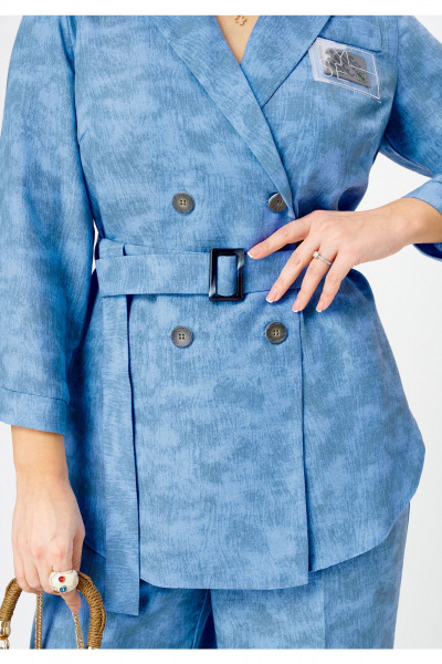 Брюки, жакет Твой имидж 2350 голубой_с_принтом - фото 6