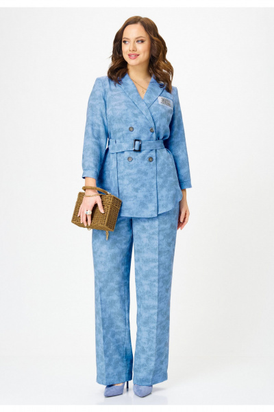 Брюки, жакет Твой имидж 2350 голубой_с_принтом - фото 1