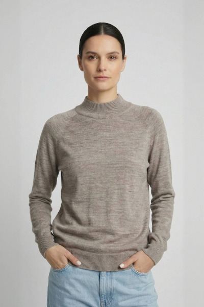 Свитер прямой силует с длинным рукавом реглан и стойкой Полесье С3316-15 5С1754-Д43 158,164 бледно-коричневый - фото 1