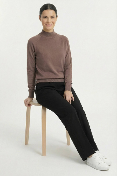 Демисезонный коричневый свитер из трикотажа с двойной стойкой и длинным рукавом Полесье С3316-15 5С1754-Д43 170,176 кофейное_дерево - фото 7