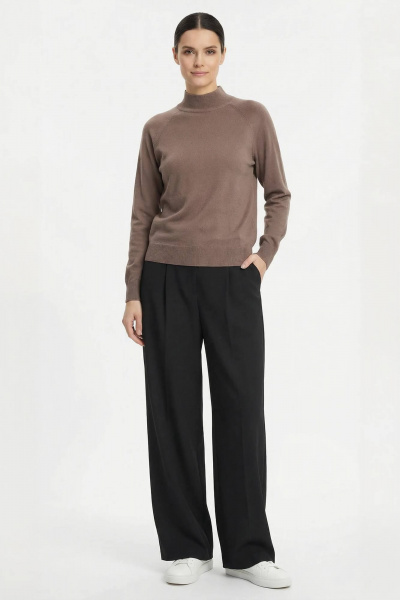 Демисезонный коричневый свитер из трикотажа с двойной стойкой и длинным рукавом Полесье С3316-15 5С1754-Д43 170,176 кофейное_дерево - фото 2