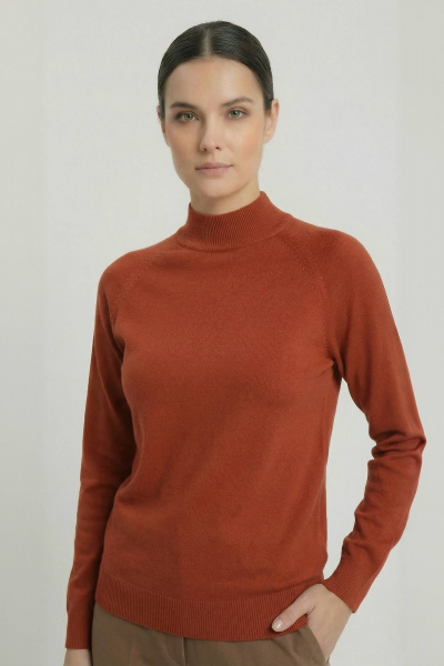 Демисезонный красный свитер из трикотажа с двойной стойкой и длинным рукавом Полесье С3316-15 5С1754-Д43 170,176 красный_терракот - фото 1