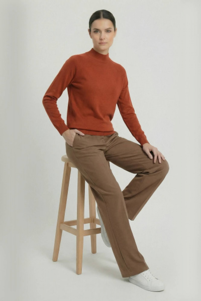 Демисезонный красный свитер из трикотажа с двойной стойкой и длинным рукавом Полесье С3316-15 5С1754-Д43 158,164 красный_терракот - фото 6