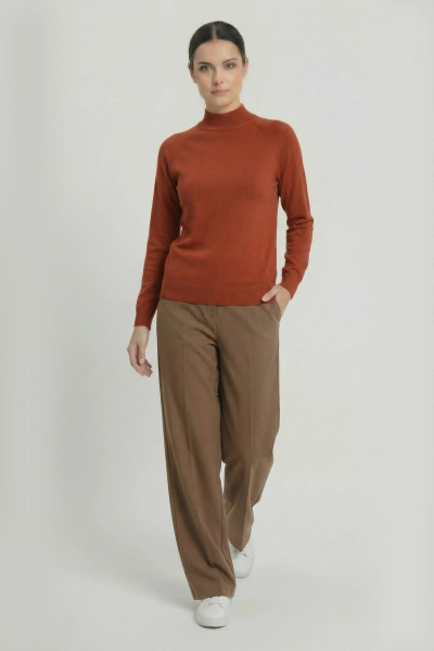 Демисезонный красный свитер из трикотажа с двойной стойкой и длинным рукавом Полесье С3316-15 5С1754-Д43 158,164 красный_терракот - фото 4