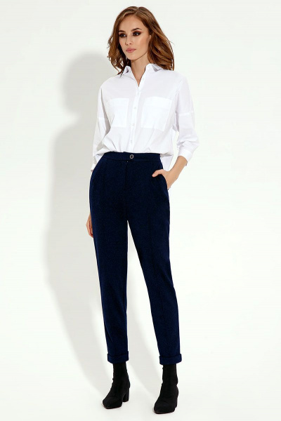 Брюки классические из вискозы с стрелками и карманами Панда 22260z синий - фото 1