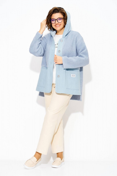 Брюки, жакет Liliana 1515-1507 голубой+экрю - фото 6