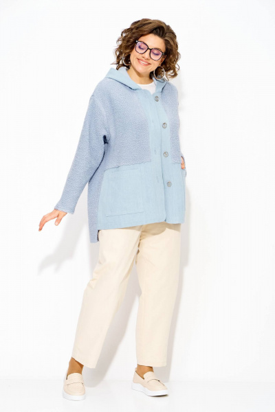 Брюки, жакет Liliana 1515-1507 голубой+экрю - фото 1