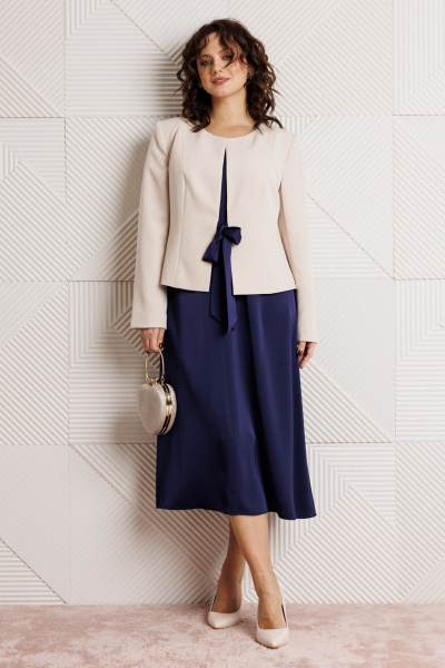 Жакет, платье Mubliz 332 синий+бежевый - фото 17