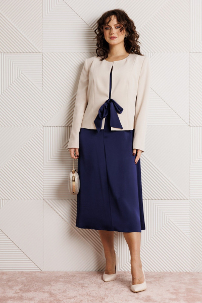 Жакет, платье Mubliz 332 синий+бежевый - фото 1