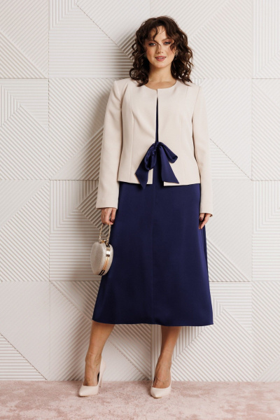 Жакет, платье Mubliz 332 синий+бежевый - фото 11