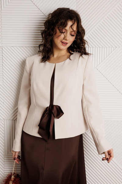 Жакет, платье Mubliz 332 шоколад+бежевый - фото 18