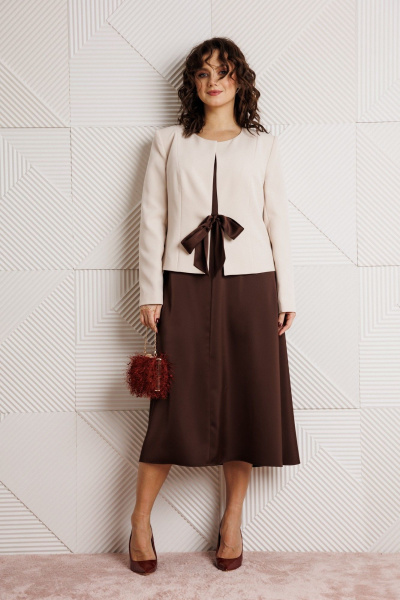 Жакет, платье Mubliz 332 шоколад+бежевый - фото 17