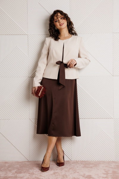 Жакет, платье Mubliz 332 шоколад+бежевый - фото 16