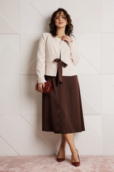 Жакет, платье Mubliz 332 шоколад+бежевый - фото 15