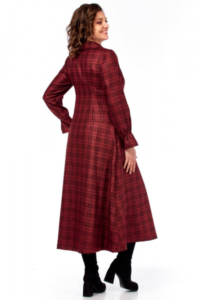 Платье Celentano lite 5080 бордовая_клетка - фото 8