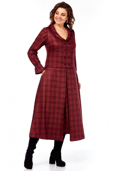 Платье Celentano lite 5080 бордовая_клетка - фото 6