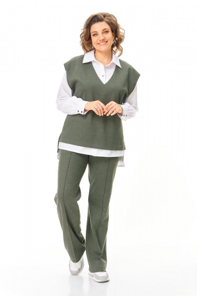Блуза, брюки, жилет VI ORO VR-1246 олива - фото 4