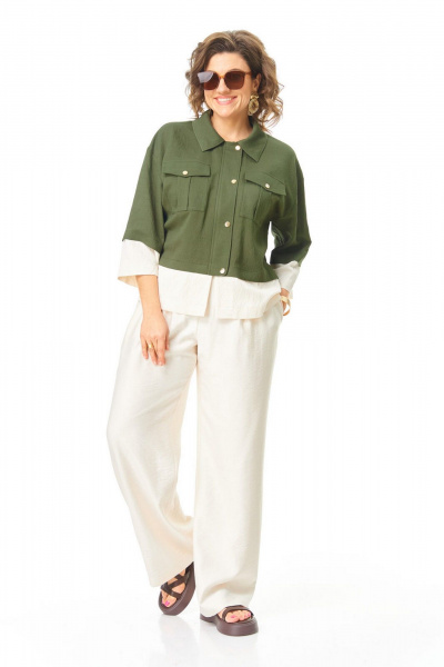 Брюки, жакет VI ORO VR-1251 олива - фото 1