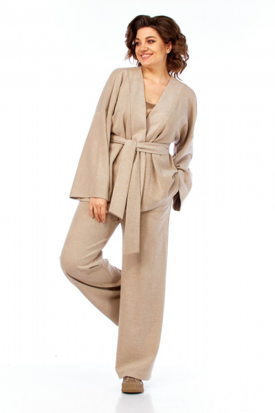 Брюки, кардиган, топ Диомант 2143 бежевый - фото 1