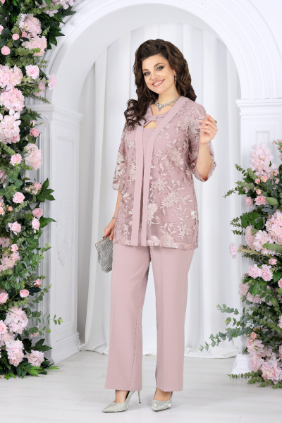 Блуза, брюки, кардиган Ninele 7498 пудра - фото 1