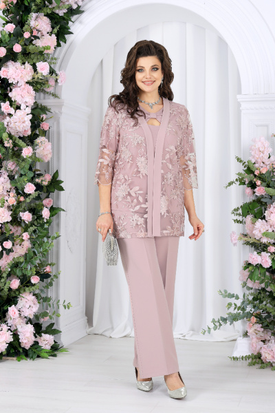 Блуза, брюки, кардиган Ninele 7498 пудра - фото 5