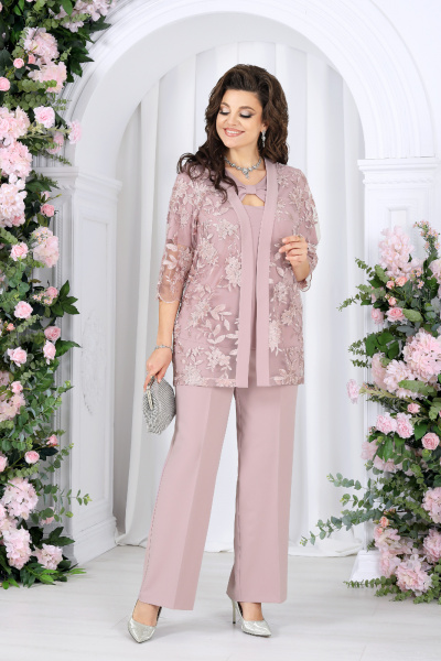 Блуза, брюки, кардиган Ninele 7498 пудра - фото 6