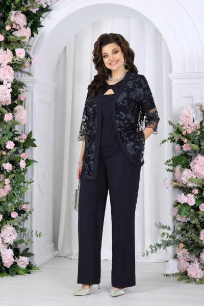 Блуза, брюки, кардиган Ninele 7498 темно-синий - фото 5