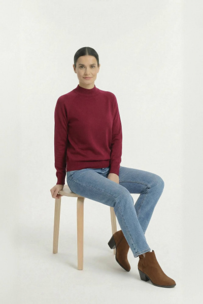 Демисезонный розовый свитер из трикотажа с длинным рукавом реглан и двойной стойкой Полесье С3316-15 5С1754-Д43 170,176 ягодный - фото 6