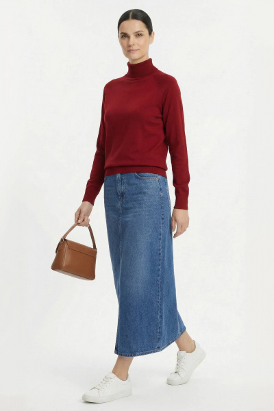 Свитер женский из трикотажа с высоким воротником-лестиком Полесье С3433-17 7С1582-Д43 170,176 спелая_вишня - фото 3