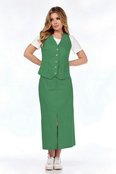 Жилет, футболка, юбка Милора-стиль 1205/1 ярко-зеленый - фото 3