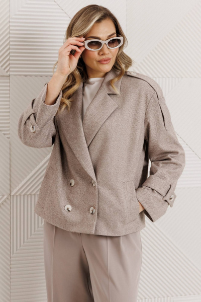 Брюки, полупальто Мода Юрс 26-2965 серо-бежевый - фото 7