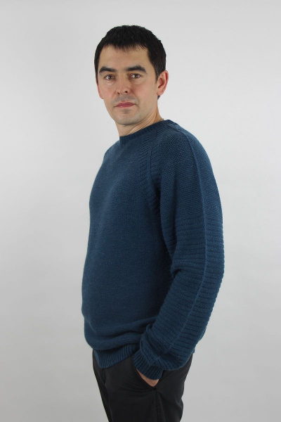 Джемпер мужской реглан из шерсти с длинным рукавом и ластиком Полесье С5650-20 0С8625-Д43 182,188 каспийский - фото 3
