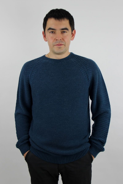 Джемпер мужской реглан из шерсти с длинным рукавом и ластиком Полесье С5650-20 0С8625-Д43 182,188 каспийский - фото 1