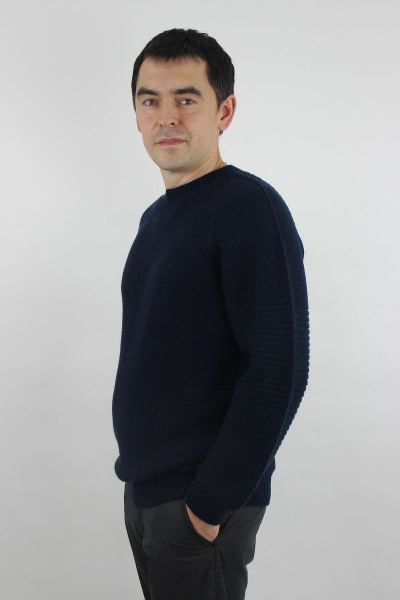 Джемпер мужской реглан из шерсти с ластиком и длинным рукавом Полесье С5650-20 0С8625-Д43 170,176 морской_синий - фото 1