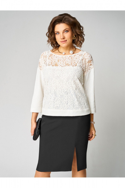 Туника, юбка Мишель стиль 1333 бело-черный - фото 7