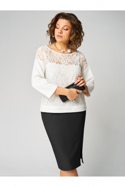 Туника, юбка Мишель стиль 1333 бело-черный - фото 6