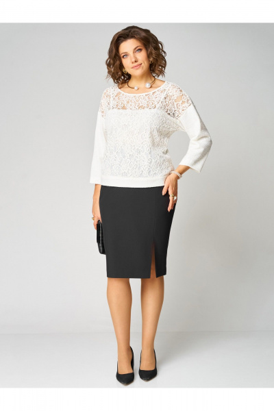 Туника, юбка Мишель стиль 1333 бело-черный - фото 3
