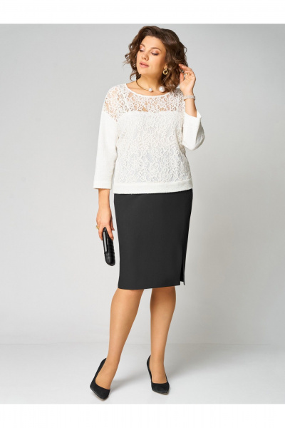 Туника, юбка Мишель стиль 1333 бело-черный - фото 2