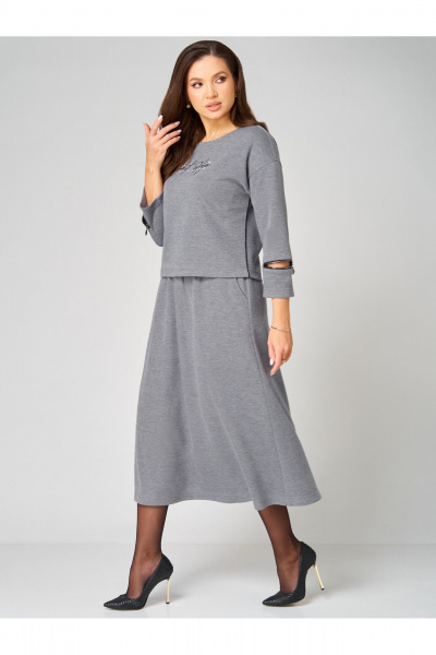 Туника, юбка Мишель стиль 1344 серый - фото 7