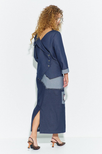 Рубашка, юбка Euromoda 693 синий_джинс_меланж - фото 3