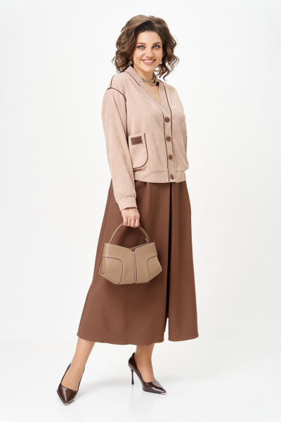 Кардиган, юбка Aira Style 24131 капучино - фото 12