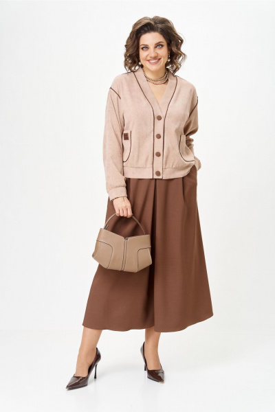 Кардиган, юбка Aira Style 24131 капучино - фото 11